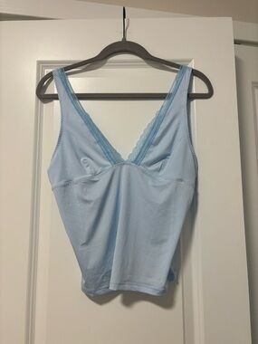 Free People Pale Blue Lace-Trim Camisole Tank